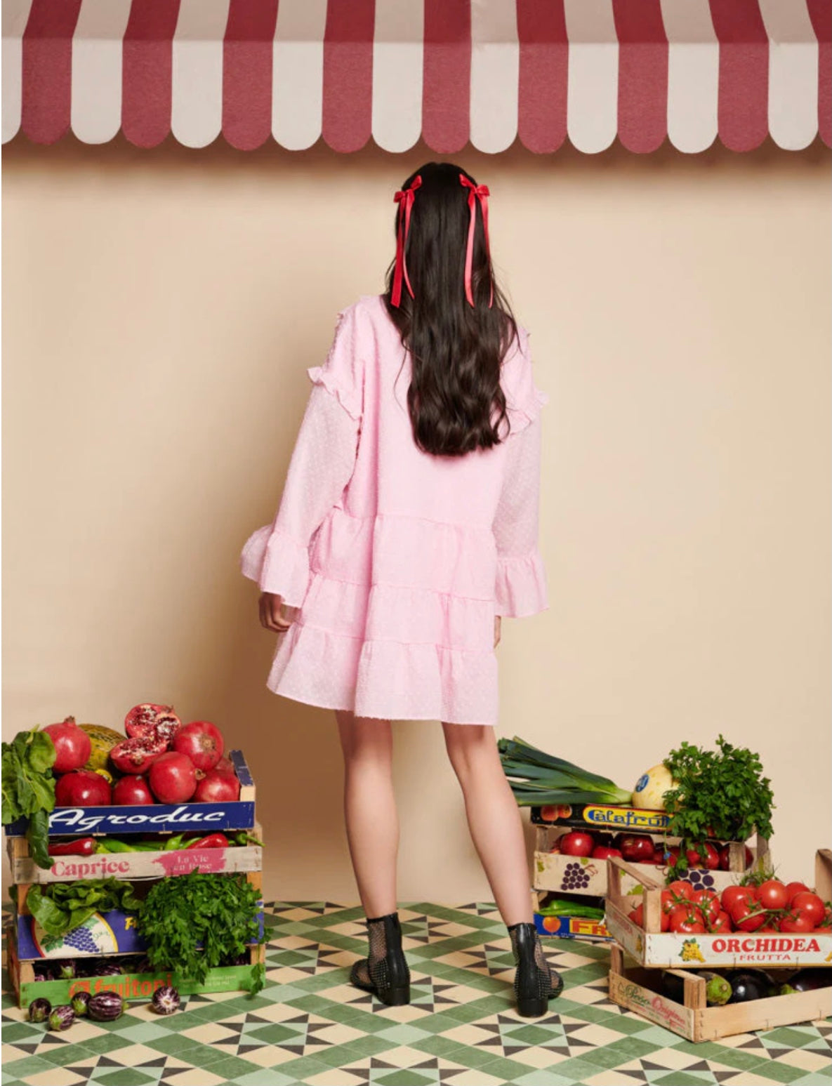 Cranberry bow Mini Dress